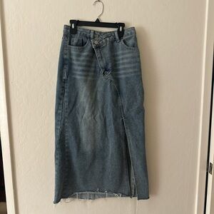 SHEIN Blue Maxi Pencil Skirt with Slit